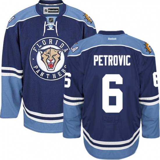 Men's Reebok Florida Panthers #6 Alex Petrovic Authentic Navy Blue Third NHL Jersey - Ujersey