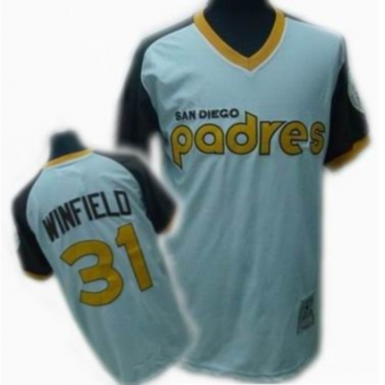 Men's Mitchell and Ness San Diego Padres #31 Dave Winfield Authentic White Throwback MLB Jersey - Ujersey