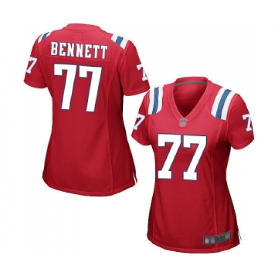 Women's New England Patriots #77 Michael Bennett Game Red Alternate Football Jersey - Ujersey
