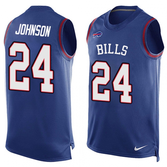 Men's Nike Buffalo Bills #24 Leonard Johnson Limited Royal Blue Player Name & Number Tank Top NFL Jersey - Ujersey