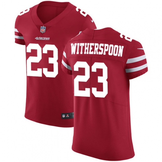 Men's Nike San Francisco 49ers #23 Ahkello Witherspoon Red Team Color Vapor Untouchable Elite Player NFL Jersey - Ujersey