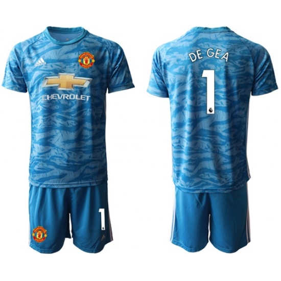 Manchester United #1 De Gea Light Blue Goalkeeper Soccer Club Jersey