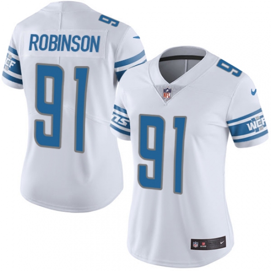 Women's Nike Detroit Lions #91 A'Shawn Robinson Elite White NFL Jersey - Ujersey