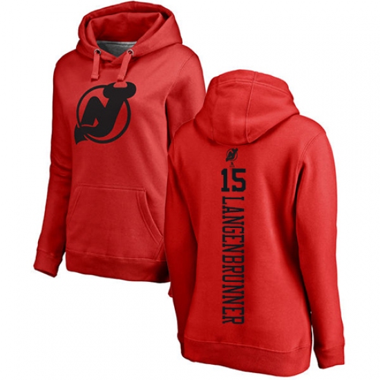 NHL Women's Adidas New Jersey Devils #15 Jamie Langenbrunner Red One Color Backer Pullover Hoodie - ujerseystore