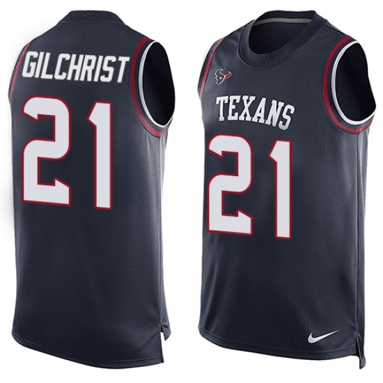 Men's Nike Houston Texans #21 Marcus Gilchrist Limited Navy Blue Player Name & Number Tank Top NFL Jersey - Ujersey