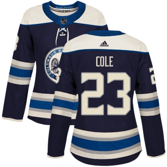 Women's Adidas Columbus Blue Jackets #23 Ian Cole Authentic Navy Blue Alternate NHL Jersey - Ujersey