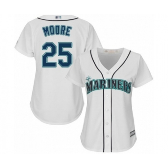 Women's Seattle Mariners #25 Dylan Moore Authentic White Home Cool Base Baseball Player Jersey - Ujersey