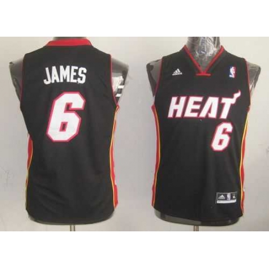 Youth NBA Miami Heat #6 LeBron James Black Stitched Jersey - Ujersey