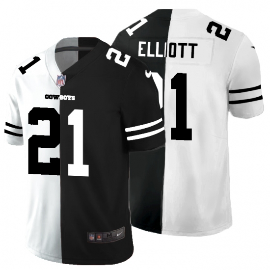 Men's Dallas Cowboys #21 Ezekiel Elliott Black White Limited Split Fashion Football Jersey - Ujersey