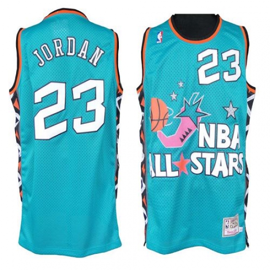 Men's Mitchell and Ness Chicago Bulls #23 Michael Jordan Swingman Baby Blue 1996 All Star Throwback NBA Jersey - Ujersey