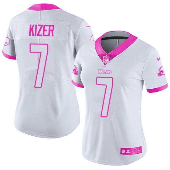 Women's Nike Cleveland Browns #7 DeShone Kizer Limited White/Pink Rush Fashion NFL Jersey - Ujersey
