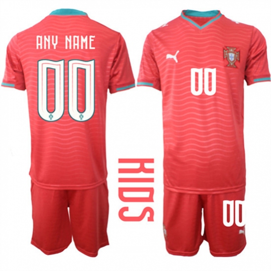 Youth Portugal Custom Any Name And Number National Team FIFA x World Cup 2026 Home Red On Eusebio special edition Kids Jersey - Ujersey