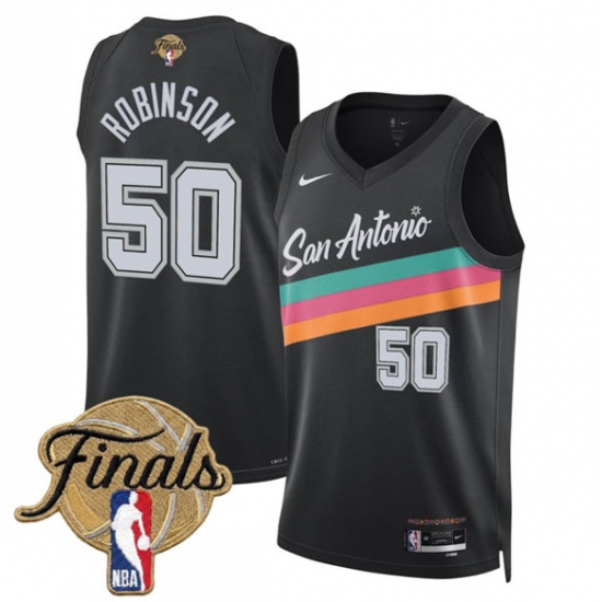 Men's San Antonio Spurs #50 David Robinson Black 2026 Finals City Edition Stitched Basketball Jersey - Ujersey