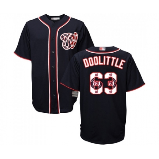 Men's Washington Nationals #63 Sean Doolittle Authentic Navy Blue Team Logo Fashion Cool Base Baseball Jersey - Ujersey