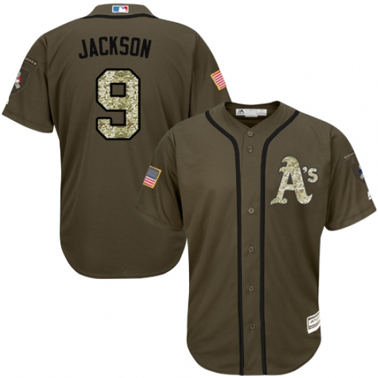 Men's Majestic Oakland Athletics #9 Reggie Jackson Authentic Green Salute to Service MLB Jersey - Ujersey