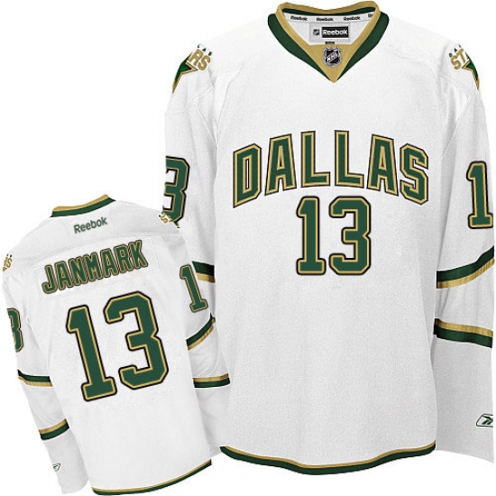 Men's Reebok Dallas Stars #13 Mattias Janmark Authentic White Third NHL Jersey - Ujersey