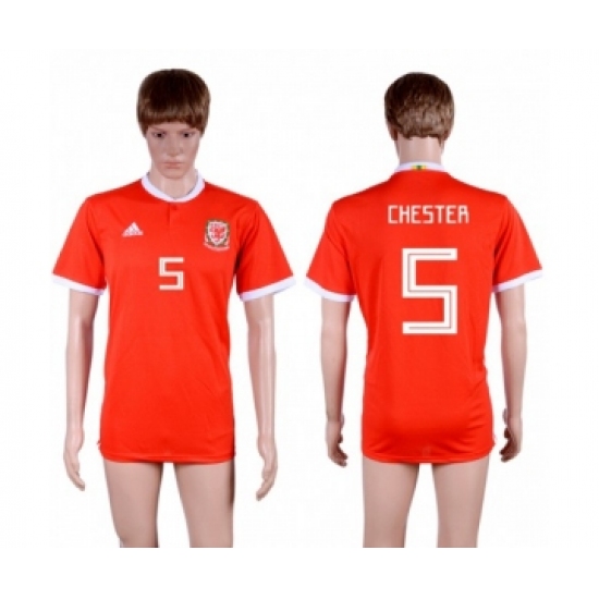 Wales #5 Chester Red Home Soccer Club Jersey