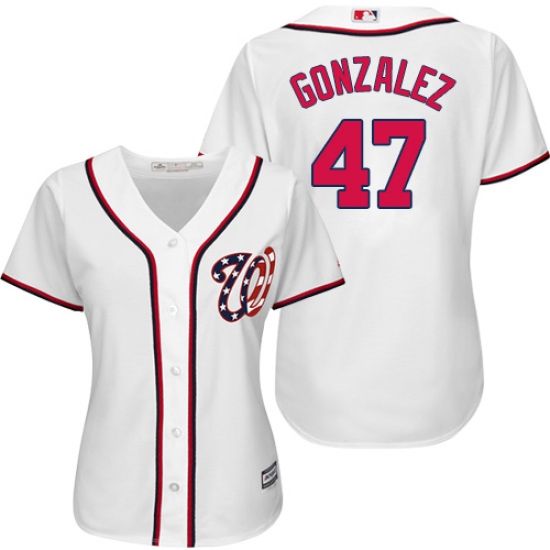 Women's Majestic Washington Nationals #47 Gio Gonzalez Authentic White Home Cool Base MLB Jersey - Ujersey