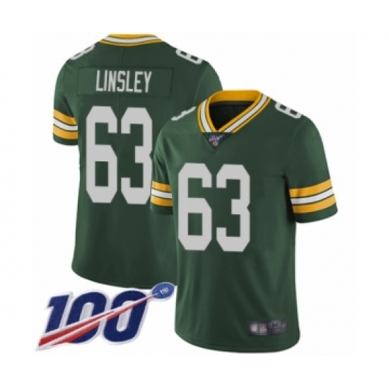 Men's Green Bay Packers #63 Corey Linsley Green Team Color Vapor Untouchable Limited Player 100th Season Football Jersey - Ujersey