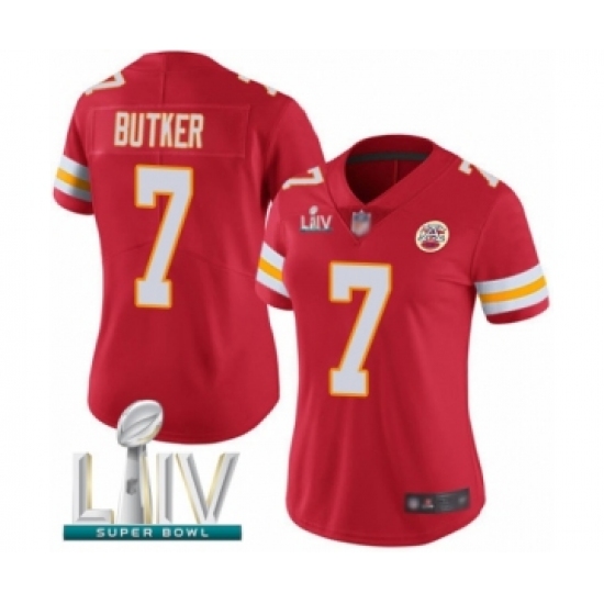 Women's Kansas City Chiefs #7 Harrison Butker Red Team Color Vapor Untouchable Limited Player Super Bowl LIV Bound Football Jersey - Ujersey