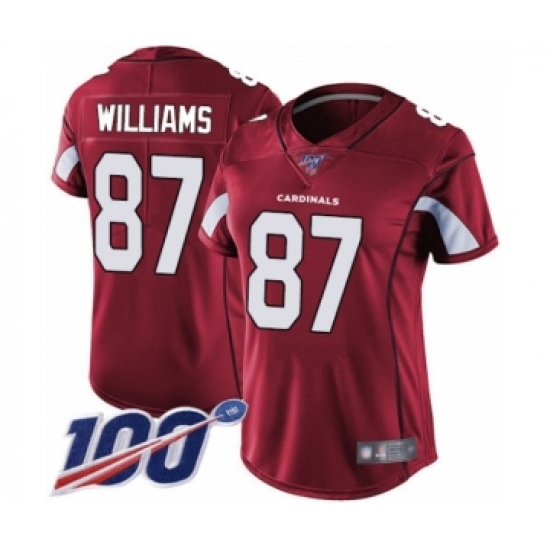Women's Arizona Cardinals #87 Maxx Williams Red Team Color Vapor Untouchable Limited Player 100th Season Football Jersey - Ujersey