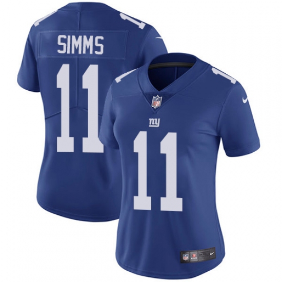 Women's Nike New York Giants #11 Phil Simms Royal Blue Team Color Vapor Untouchable Limited Player NFL Jersey - Ujersey
