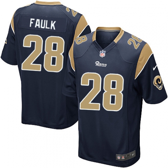 Men's Nike Los Angeles Rams #28 Marshall Faulk Game Navy Blue Team Color NFL Jersey - Ujersey