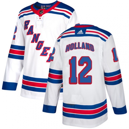 Youth Adidas New York Rangers #12 Peter Holland Authentic White Away NHL Jersey - Ujersey