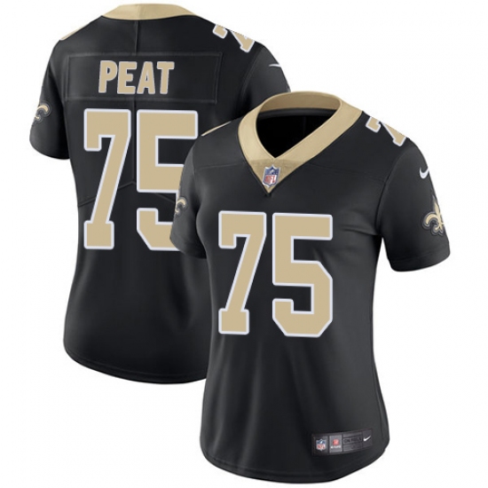 Women's Nike New Orleans Saints #75 Andrus Peat Black Team Color Vapor Untouchable Limited Player NFL Jersey - Ujersey