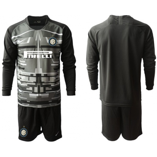 Inter Milan Blank Black Goalkeeper Long Sleeves Soccer Club Jersey