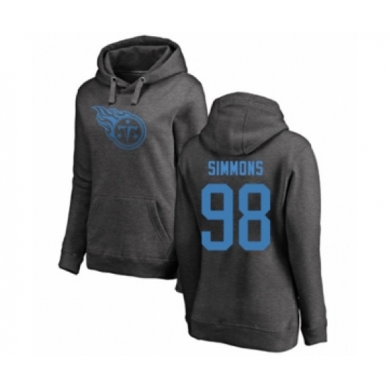 Football Women's Tennessee Titans #98 Jeffery Simmons Ash One Color Pullover Hoodie - Ujersey