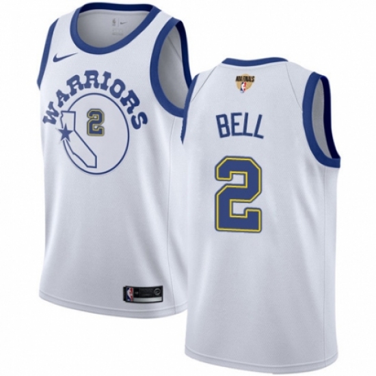 Men's Nike Golden State Warriors #2 Jordan Bell Swingman White Hardwood Classics 2018 NBA Finals Bound NBA Jersey - Ujersey