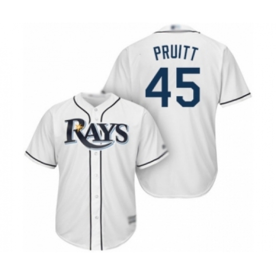 Youth Tampa Bay Rays #45 Austin Pruitt Authentic White Home Cool Base Baseball Player Jersey - Ujersey