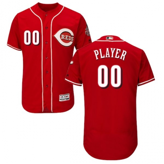 Men's Cincinnati Reds Majestic Alternate Scarlet Flex Base Authentic Collection Custom Jersey - Ujersey