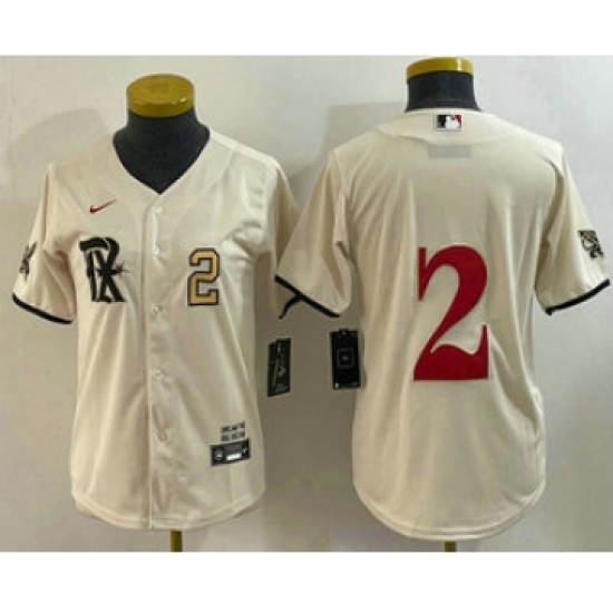 Women's Texas Rangers #2 Marcus Semien Number Cream 2023 City Connect Stitched Baseball Jersey - Ujersey