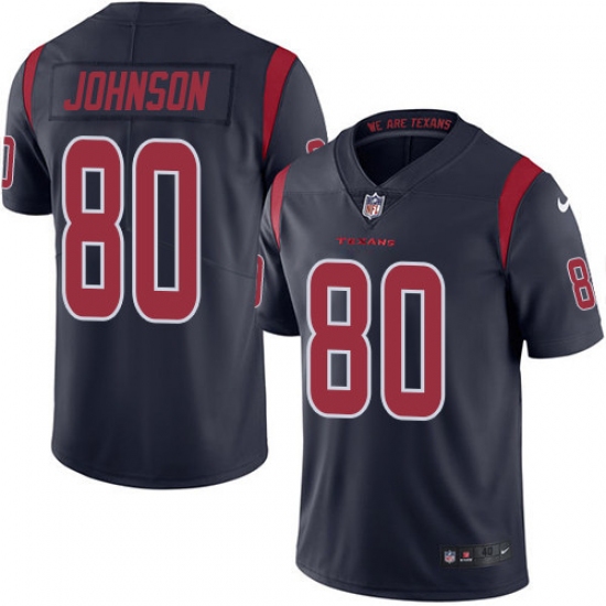 Men's Nike Houston Texans #80 Andre Johnson Elite Navy Blue Rush Vapor Untouchable NFL Jersey - Ujersey