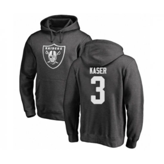 Football Oakland Raiders #3 Drew Kaser Ash One Color Pullover Hoodie - Ujersey