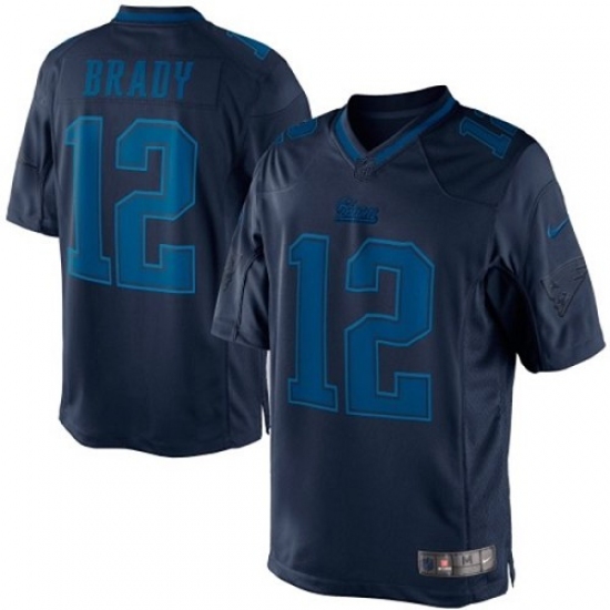 Men's Nike New England Patriots #12 Tom Brady Navy Blue Drenched Limited NFL Jersey - Ujersey