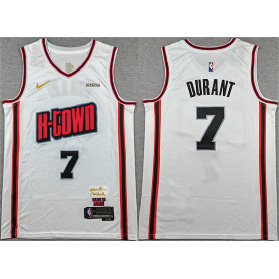 Men's Houston Rockets #7 Kevin Durant White 2024-25 City Edition Stitched Jersey - Ujersey