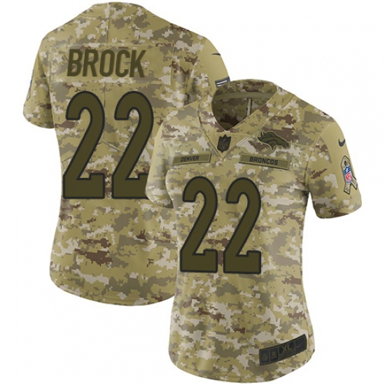 Women's Nike Denver Broncos #22 Tramaine Brock Limited Camo 2018 Salute to Service NFL Jersey - Ujersey