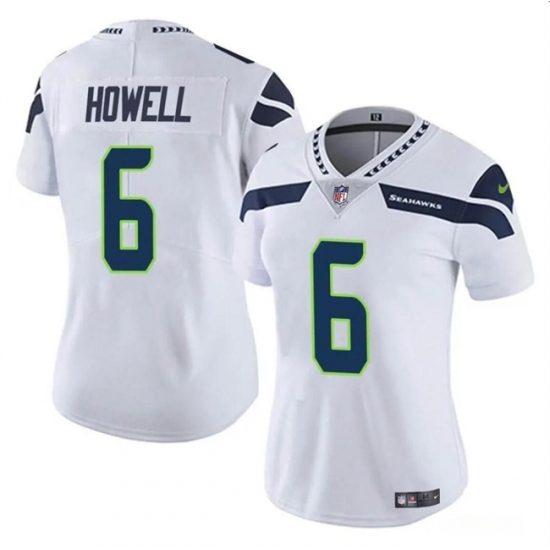 Women's Seattle Seahawks #6 Sam Howell White Vapor Limited Football Stitched Jersey - Ujersey
