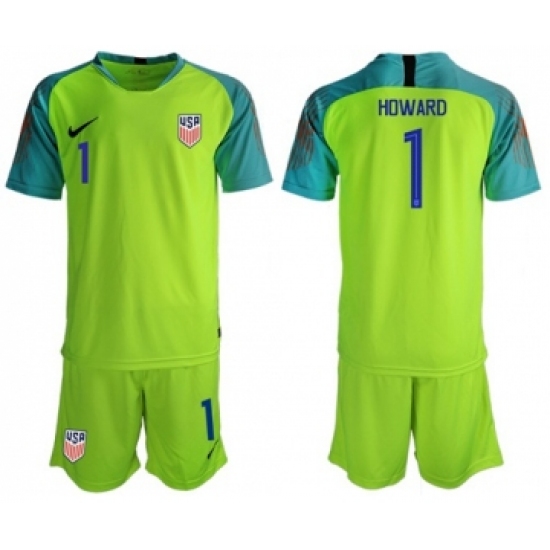 USA #1 Howard Shiny Green Goalkeeper Soccer Country Jersey