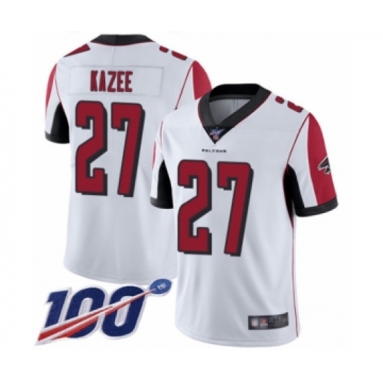 Men's Atlanta Falcons #27 Damontae Kazee White Vapor Untouchable Limited Player 100th Season Football Jersey - Ujersey