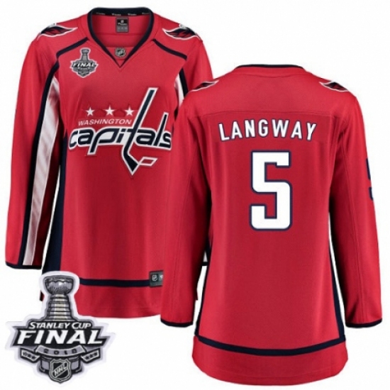 Women's Washington Capitals #5 Rod Langway Fanatics Branded Red Home Breakaway 2018 Stanley Cup Final NHL Jersey - Ujersey