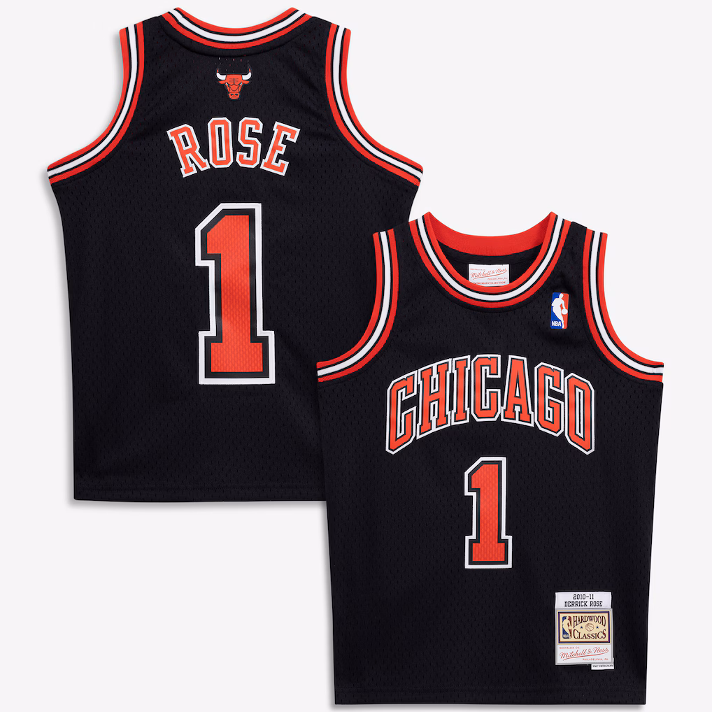 Youth Chicago Bulls Derrick Rose Mitchell & Ness Black 2010/11 Hardwood Classics Swingman Jersey - SUjersey01