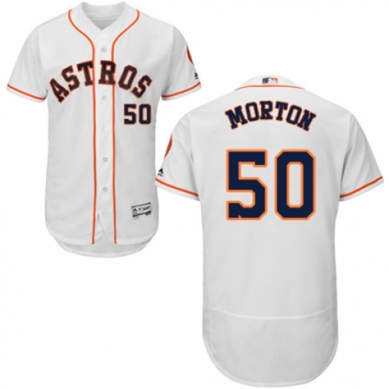 Men's Majestic Houston Astros #50 Charlie Morton White Home Flex Base Authentic Collection MLB Jersey - Ujersey