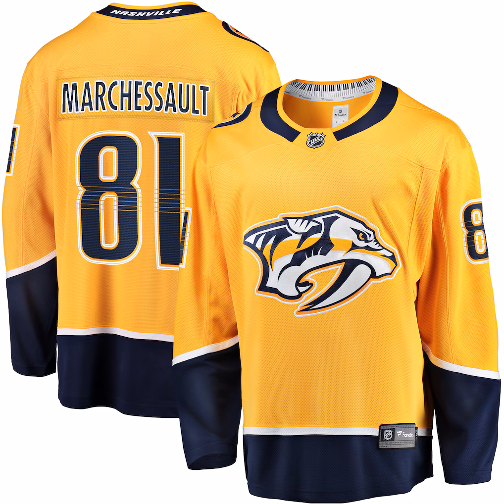Men's Nashville Predators Jonathan Marchessault Fanatics Gold Breakaway Jersey - ujerseystore