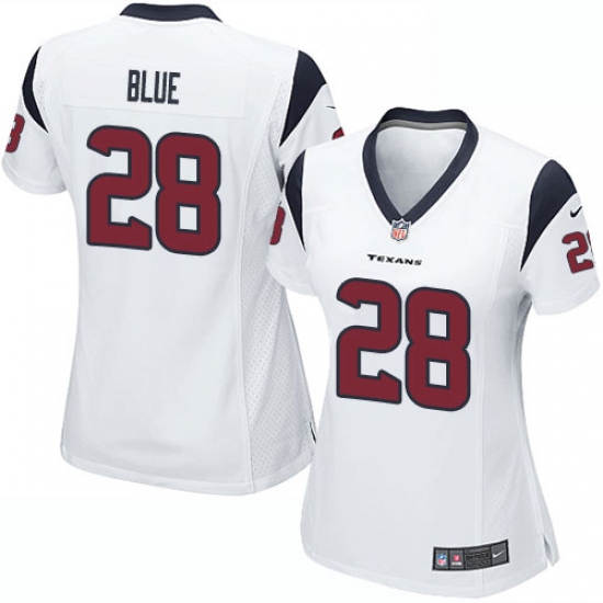 Women's Nike Houston Texans #28 Alfred Blue Game White NFL Jersey - Ujersey