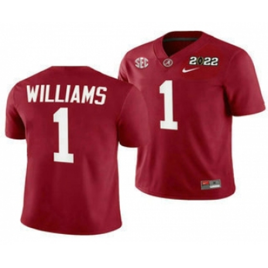 Men's Alabama Crimson Tide #1 Jameson Williams 2022 Patch Red College Football Stitched Jersey - Ujersey