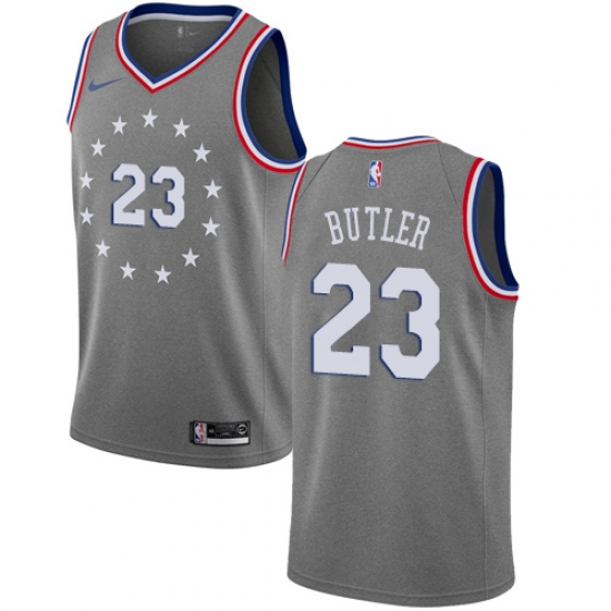 Men's Nike Philadelphia 76ers #23 Jimmy Butler Swingman Gray NBA Jersey - City Edition - Ujersey